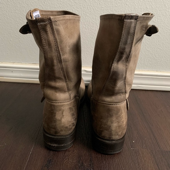 FRYE Boots Leather Ankle  8 Gray Engineer Moto - Picture 3 of 6